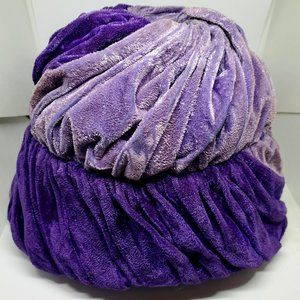 Vintage Best and Co Light and Dark Purple Crushed Velvet Cloche Flapper Hat